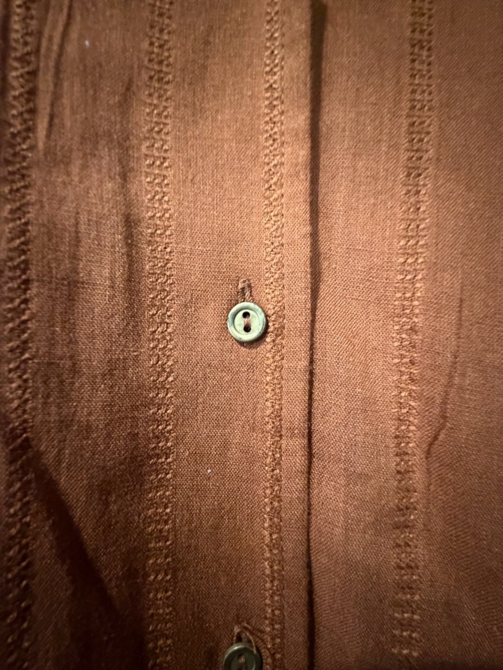 Wonderly Rust Button-Front Ruffle Collar Blouse - Picture 6 of 6